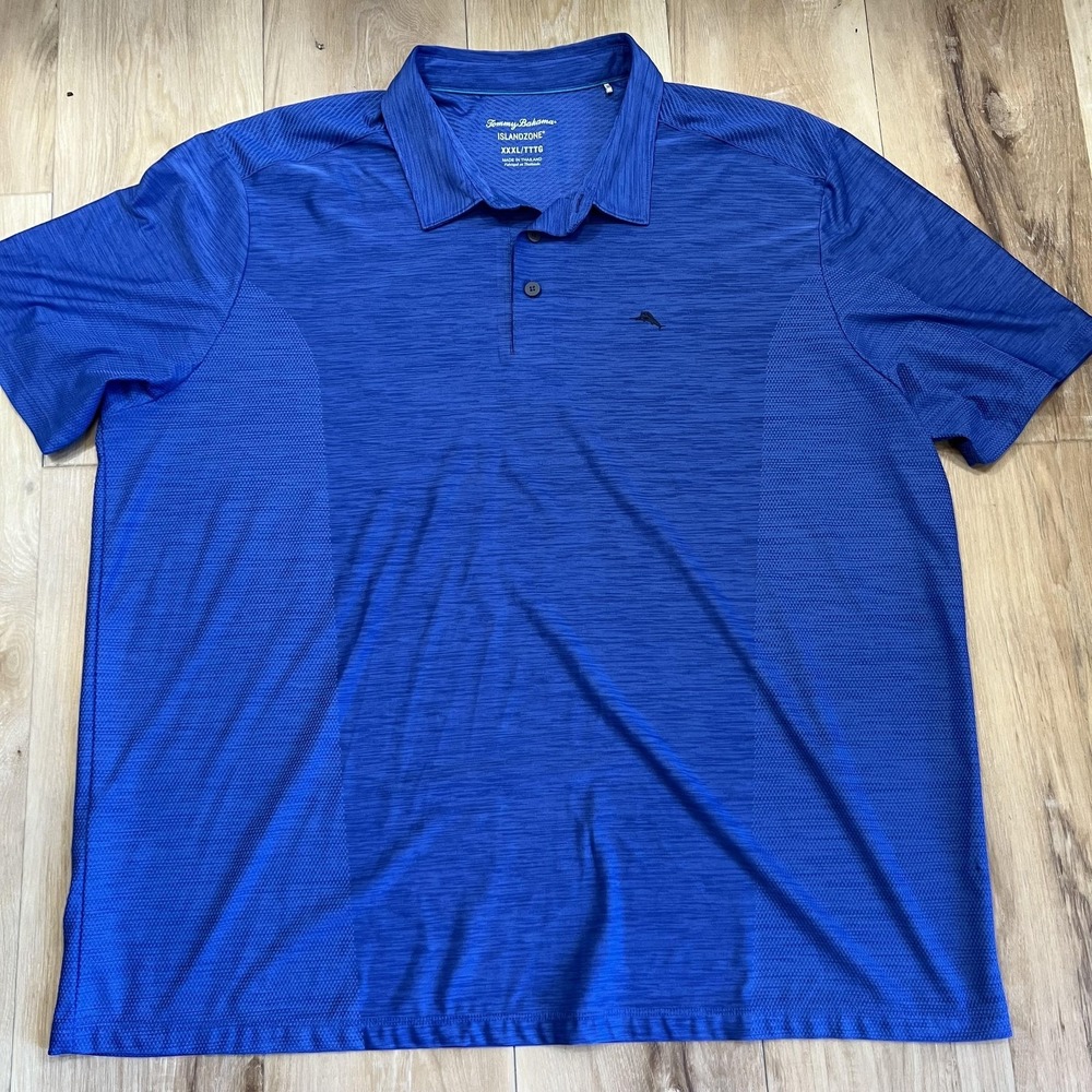 Tommy Bahama IslandZone Polo Shirt‎ Mens 3XL Blue Solid Performance Casual Golf